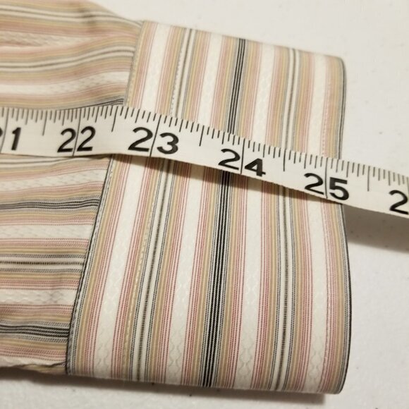 BURBERRY London Button up Shirt Mens 16.5R Cotton Multicolor Stripes Office - Picture 8 of 10